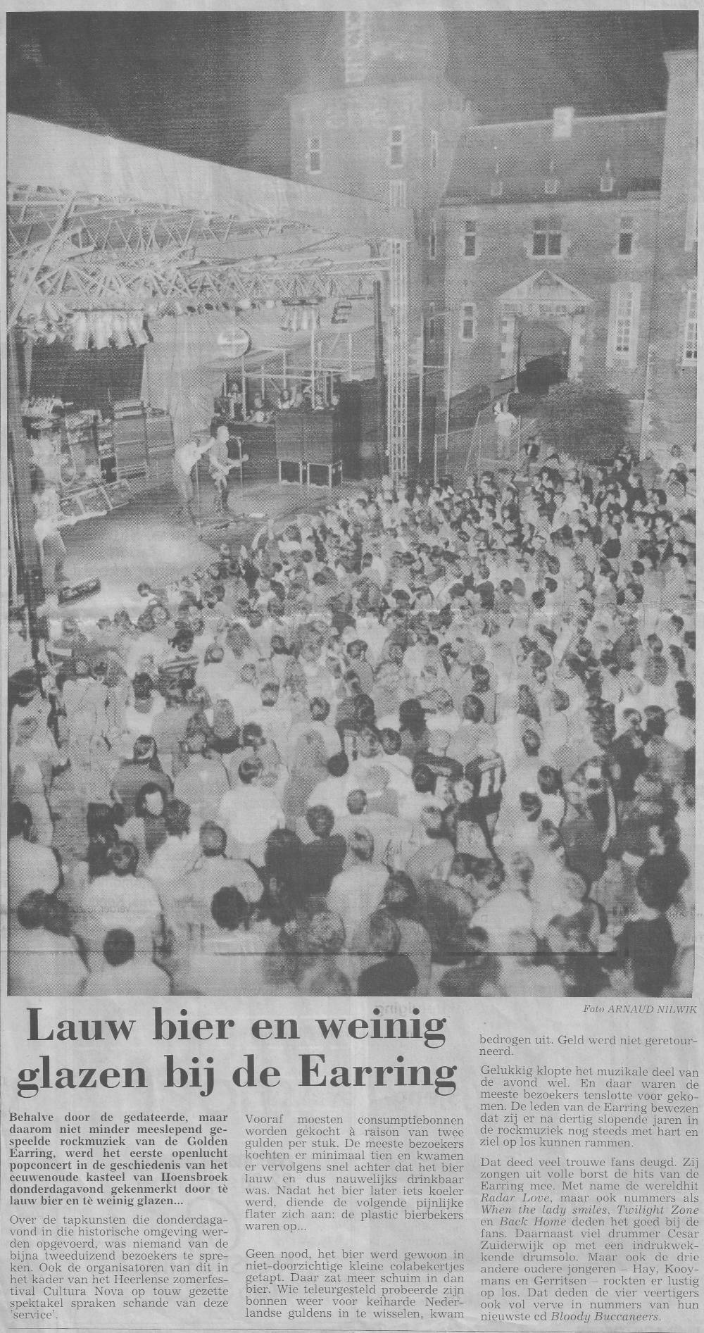 Golden Earring show review for September 05 1991 Hoensbroek show